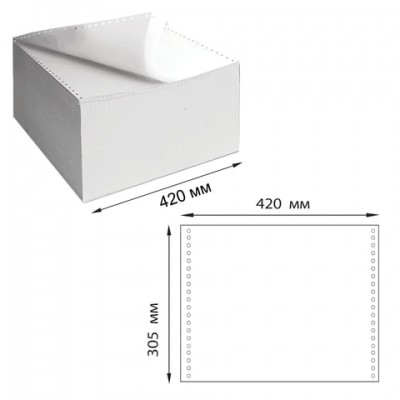 Бумага самокопирующая с перфорацией белая, 420х305 мм (12'), 2-х слойная, 900 комплектов, белизна 90%, DRESCHER, 110758