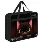 Папка на молнии с ручками BRAUBERG А4, 1 отделение, пластик, 80 мм, 'Big black cat', 274495