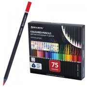 Карандаши цветные чёрное дерево BRAUBERG BLACK WOOD, 75 цветов, мягкий грифель 3 мм, 182044