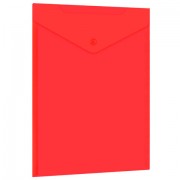 Папка-конверт с кнопкой прозрачная А4 BRAUBERG UNIVERSAL, вертикальная, красная, 0,15 мм, 273077