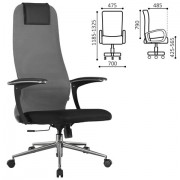 Кресло офисное BRABIX PREMIUM 'Ultimate EX-801' хром, плотная двойная сетка Х2, черное/серое, 532918