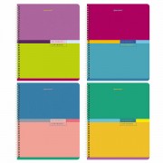 Тетради КОМПЛЕКТ 4 шт., А5, 96 л., BRAUBERG гребень, клетка, глянцевый лак, 'Color', 404403