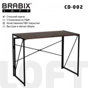 Стол на металлокаркасе BRABIX 'LOFT CD-002', 1000х500х750 мм, складной, цвет морёный дуб, 641212