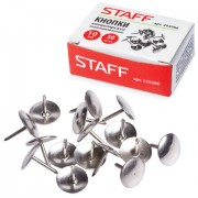 Кнопки канцелярские STAFF 'Manager', металлические, никелированные, 10 мм, 50 шт., в картонной коробке, 225286