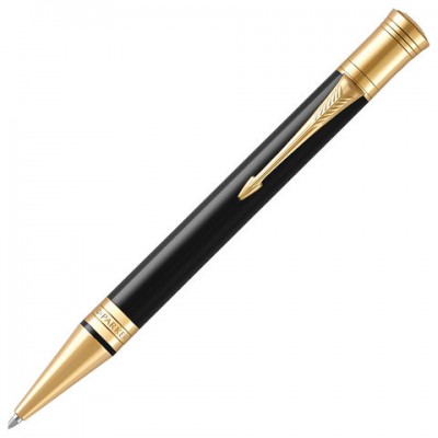 Ручка шариковая PARKER 'Duofold Classic Black GT', корпус черный, позолоченные детали, черная, 1931386