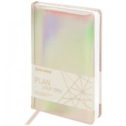 Ежедневник недатированный А5 138х213 мм BRAUBERG 'Holiday' под кожу, 136 л., серебристый, 111867