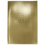 Тетрадь бумвинил А4 96 л., скоба, офсет №1, клетка, ЗОЛОТО, 'Metallic', тиснение CROCO, HATBER, 072786, 96Т4бвВ3