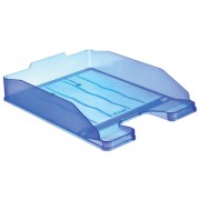 Лоток горизонтальный для бумаг СТАММ 'Эксперт', А4 (340х255х63 мм), тонированный голубой, ЛТ204