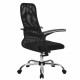 Кресло МЕТТА 'SU-C-8-Т' хром, с подлокотниками, ткань-сетка, сиденье мягкое, черное