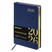 Ежедневник датированный 2026 А5 138x213 мм, BRAUBERG 'Iguana', под кожу, синий, 117056