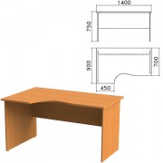 Стол письменный эргономичный 'Фея', 1400х900х750 мм, левый, цвет орех милан, СФ07.5