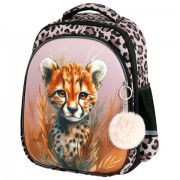 Ранец BRAUBERG STABLE, 2 отделения, с брелком, 'Curious leopard', 36х28х16 см, 274387