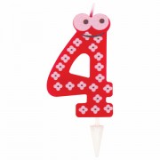 Свеча-цифра для торта '4' 'С глазками', 6 см, ЗОЛОТАЯ СКАЗКА, с держателем, в блистере, 591407