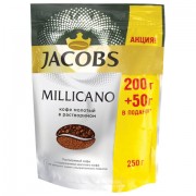 Кофе молотый в растворимом JACOBS 'Millicano', сублимированный, 250 г, мягкая упаковка, 8050063