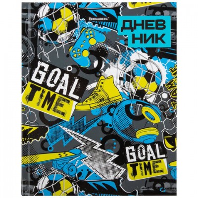 Дневник 5-11 класс 48 л., твердый, BRAUBERG, глянцевая ламинация, с подсказом, 'Goal Time', 106397