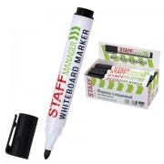 Маркер стираемый для белой доски, ЧЕРНЫЙ, STAFF 'MANAGER' WBM-300, 3 мм, с клипом, 152636