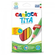 Карандаши цветные утолщенные CARIOCA 'Tita Maxi', 12 цветов, пластиковые, шестигранные, 5 мм, 42789