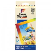Карандаши цветные ЛУЧ 'Школа Творчества', 12 цветов, трёхгранные, натуральное дерево, 30С 1806-08