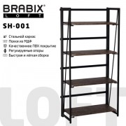 Стеллаж на металлокаркасе 'BRABIX LOFT SH-001', 600х300х1250 мм, складной, цвет морёный дуб, 641228