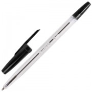 Ручка шариковая BRAUBERG 'Line', ЧЕРНАЯ, корпус прозрачный, узел 1 мм, линия письма 0,5 мм, 141098