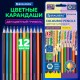 Карандаши с двухцветным грифелем BRAUBERG BICOLOUR, 12 штук, 24 цвета, шестигранные, грифель 3 мм, натуральное дерево, 181855