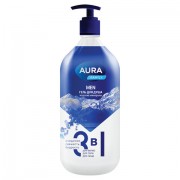 Гель для душа 3 в 1 для волос, тела и лица 1 л, AURA FAMILY MEN 'Морские минералы', дозатор, 14952