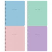 Тетради ДЭК А5 96 л. КОМПЛЕКТ 4 шт., BRAUBERG, гребень, клетка, 80 г/м2, Soft-Touch, 'Minimal', 405582