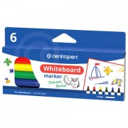 Маркеры стираемые для белой доски НАБОР 6 шт., 6 ЦВЕТОВ, CENTROPEN 'Dry-Wipe', 1-2 мм, 2507/6, 525070601