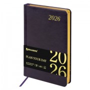 Ежедневник датированный 2026 А5 138x213 мм, BRAUBERG 'Iguana', под кожу, темно-фиолетовый, 117059