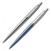 Набор: 2 шариковые ручки PARKER 'Jotter Waterloo Blue CT'/'Stainless Steel CT', с блокнотом, синие, 2062782