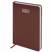 Ежедневник датированный 2021 А5 (138х213 мм) BRAUBERG 'Profile', балакрон, коричневый, 111383