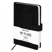 Ежедневник датированный 2026 А5 138x213 мм, BRAUBERG 'Legend', под кожу, застежка, черный, 117070