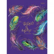 Блокнот А5 167х216 мм, 80 л., твердый, клетка, блок 5 цветов, 3D-фольга, HATBER, 'Природа', 80ББ5лофВ1