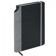 Ежедневник датированный 2026 А5 138x213 мм, BRAUBERG 'Mosaic', под кожу, карман для ручки, черный, 117114