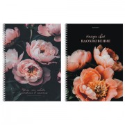 Тетрадь А4, 120 л., BRAUBERG, гребень, клетка, глянцевый лак, 'Цветы', 405645