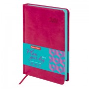Ежедневник датированный 2026, А5, 138x213 мм, BRAUBERG 'Rainbow', под кожу, розовый, 117078