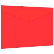 Папка-конверт с кнопкой прозрачная А4, BRAUBERG 'UNIVERSAL', до 100 листов, красная, 0,15 мм, 273073