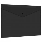 Папка-конверт с кнопкой прозрачная А4, BRAUBERG 'UNIVERSAL', до 100 листов, черная, 0,15 мм, 273072