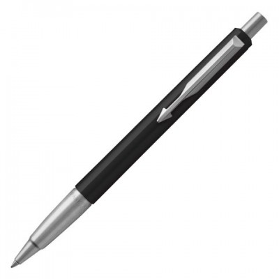 Ручка шариковая PARKER 'Vector Standard Black CT', корпус черный, детали из нержавеющей стали, синяя, 2025442