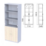 Шкаф закрытый со стеклом 'Бюджет', 716х349х1810 мм, дуб шамони светлый (КОМПЛЕКТ)