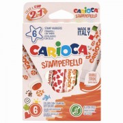 Фломастеры-штампы двусторонние CARIOCA (Италия) 'Stamperello', 6 цветов, смываемые, 42279