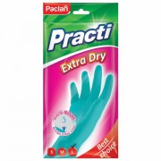 Перчатки МНОГОРАЗОВЫЕ резиновые PACLAN 'Extra Dry', хлопчатобумажное напыление, 100% флок, размер L (большой) синие, вес 54 г, 7350, 407350