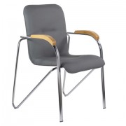 Кресло для приемных и переговорных BRABIX 'Samba CF-103', хром, бук (D-1), к/з серый, собрано, 532758