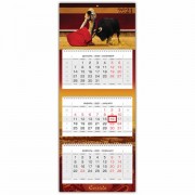 Календарь квартальный с бегунком, 2021 год, 3-х блочный, 3 гребня, 'ЛЮКС', 'Коррида', HATBER, 3Кв3гр2ц_23266