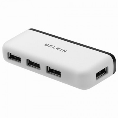 Хаб BELKIN Square Travel, USB 2.0, 4 порта, кабель 0,12 м, черный, F4U021bt