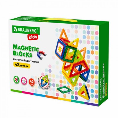 Магнитный конструктор BIG MAGNETIC BLOCKS-42, 42 детали, BRAUBERG KIDS, 663846