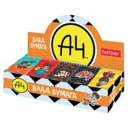 Блокнот МАЛЫЙ ФОРМАТ А7, 40 л., гребень, картон, клетка, дисплей, HATBER, Ассорти 'Влад А4', 087487, 40Б7В1гр