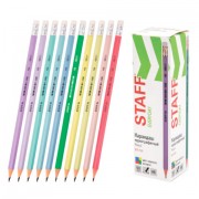 Карандаш чернографитный с ластиком STAFF EVERYDAY BLP-CLR, 1 шт., НВ, цвет корпуса ассорти, 182117