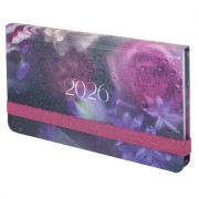 Еженедельник датированный 2026 с резинкой 171х93 мм, BRAUBERG, твердый, УФ-ЛАК, 64 л., 'Цветы', 117348