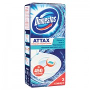 Освежитель/очиститель для унитаза/писсуара КОМПЛЕКТ 3 шт. х 10 г DOMESTOS Attax, 'Морская Свежесть', стикер